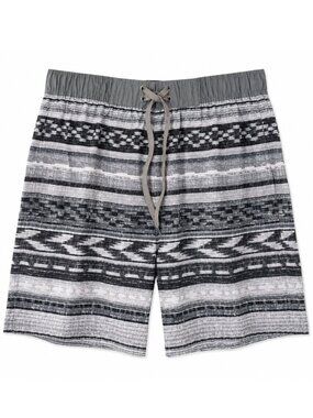 River Trail Shirts Stylish Gray Patterned Men's Lined Swim Trunks Size L